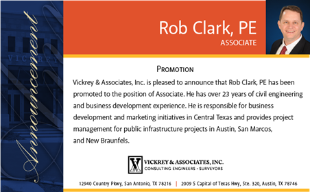 VICKREY promotes Rob Clark to Associate.