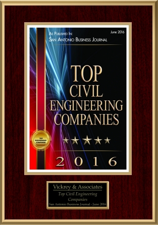 VICKREY named as one of San Antonio Business Journal's Top Civil Engineering Firms