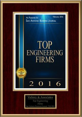 Vickrey named as one of San Antonio Business Journal's Top Engineering Firms